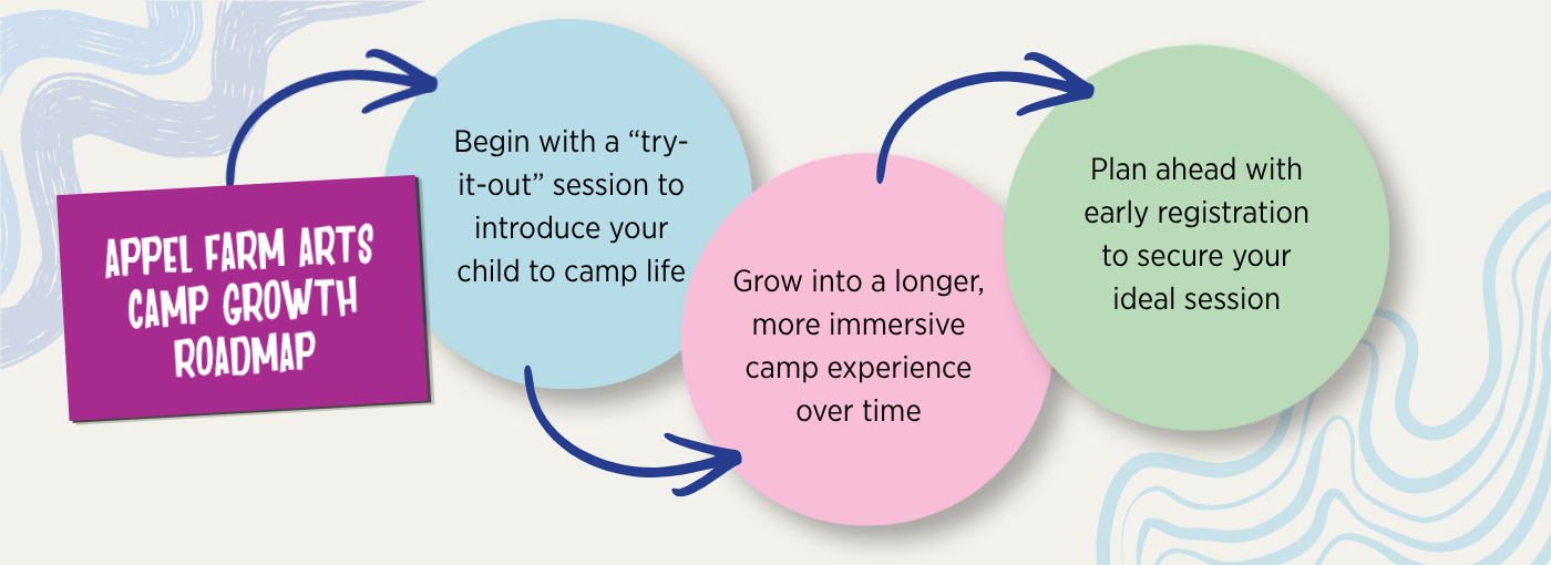 Visual graphic of Appel Farm Arts Camp’s growth roadmap.