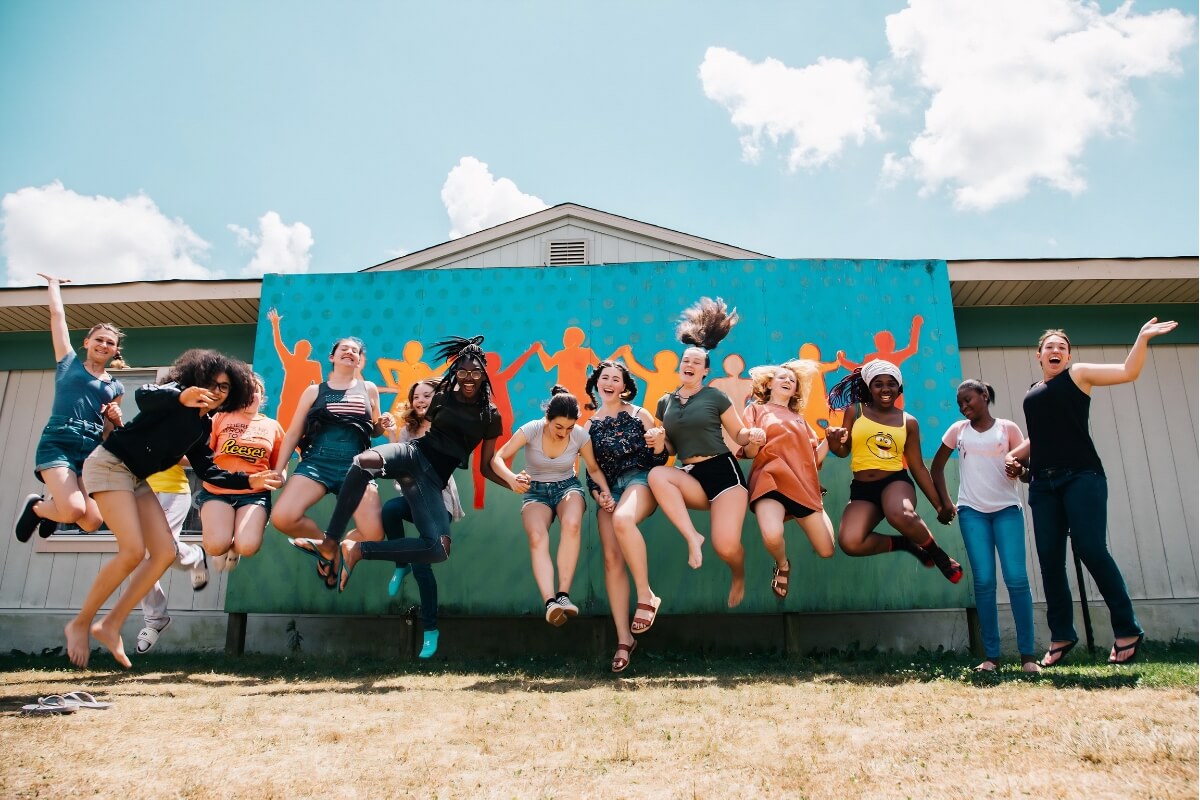 Group jump shot at Appel Farm.